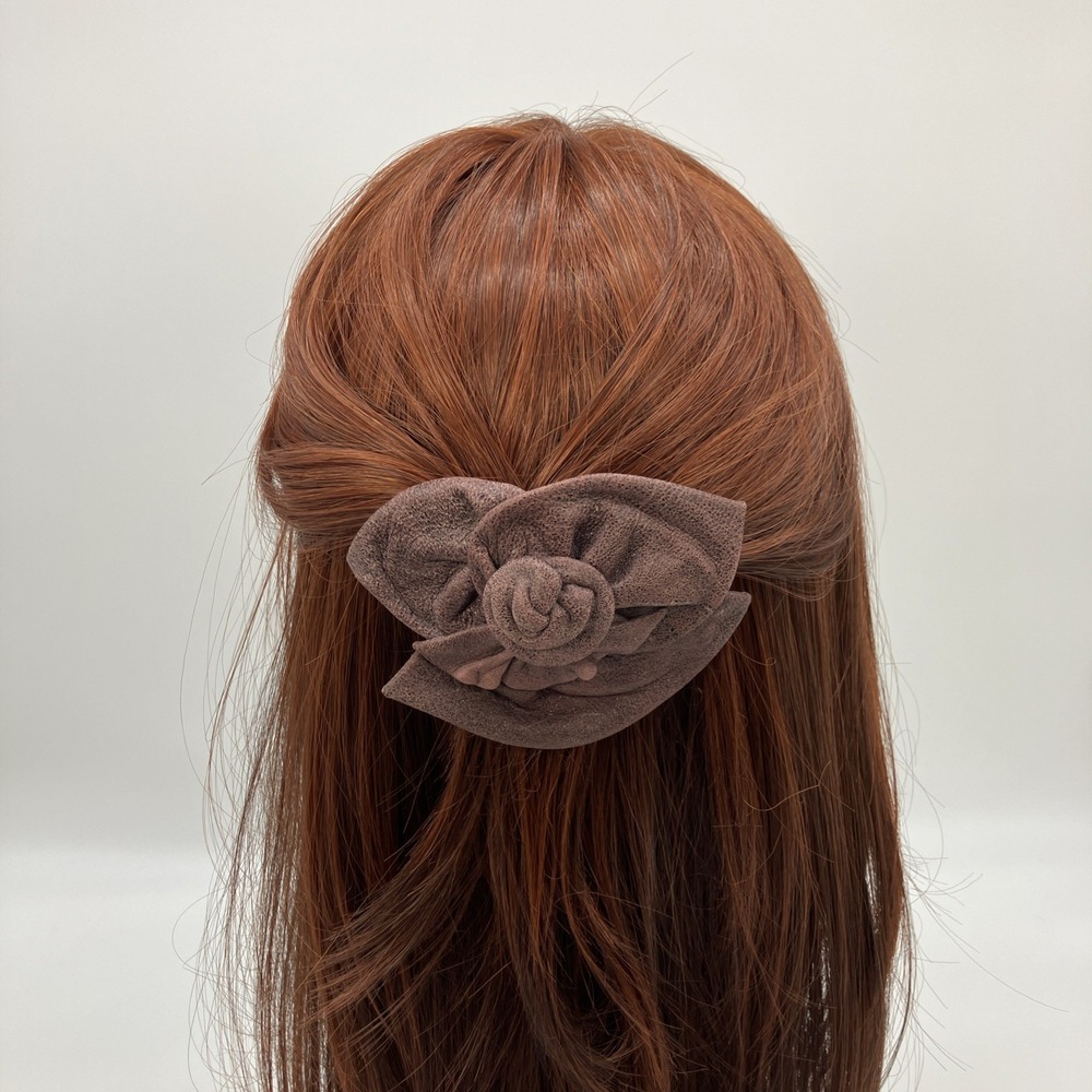 Handmade Hair Clip Barrette Brown‎ Leather Boho Hippie Ren Faire Grunge Fairy